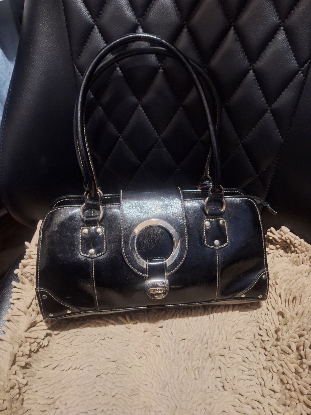 Minicci Black Hand Bag with Silver Accents